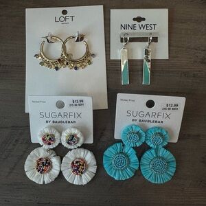Bundle of 4 sets of earrings—sugarfix, Nine West, and LOFT brand